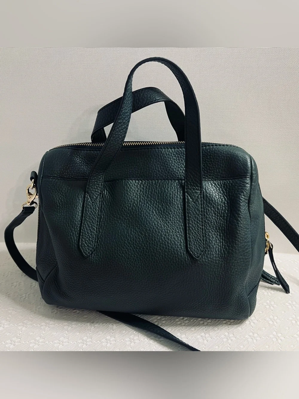 FOSSIL Sydney Satchel- Pine Green Shoulder Crossbody Handbag Keyfob